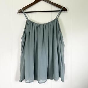 Meraki Blue Sheer Long Sleeve Off The Shoulder Blouse Women's XL